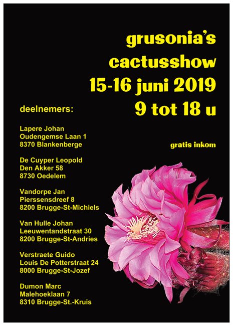 15 en 16 juni: Open deur bij cactusvereniging Grusonia in België
