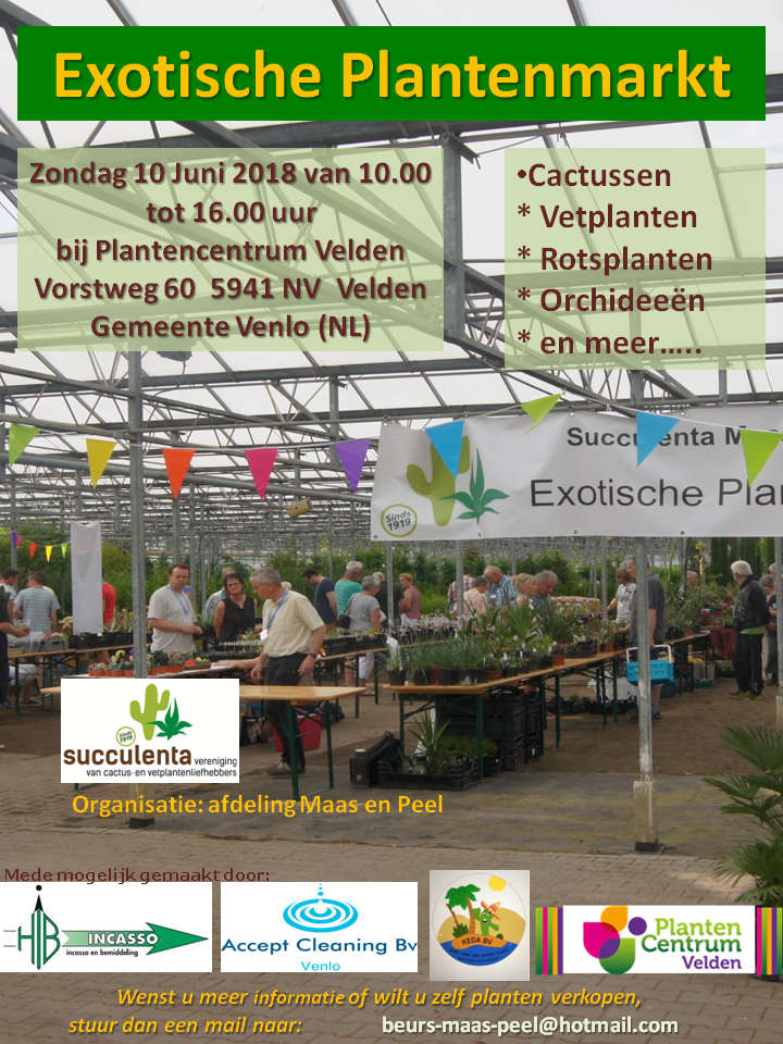10 juni: Cactussen- en vetplantenmarkt Venlo