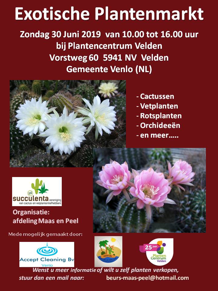 30 juni: Exotische plantenmarkt afd. Maas en Peel