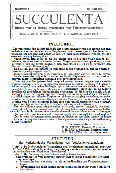 Tijdschrift ‘Succulenta’ 1919 – 1943 nu ook digitaal beschikbaar