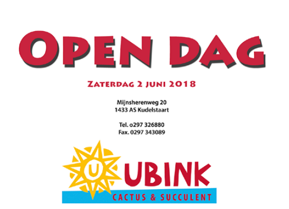 Zaterdag 1 juni open dag en plantenbeurs bij Ubink